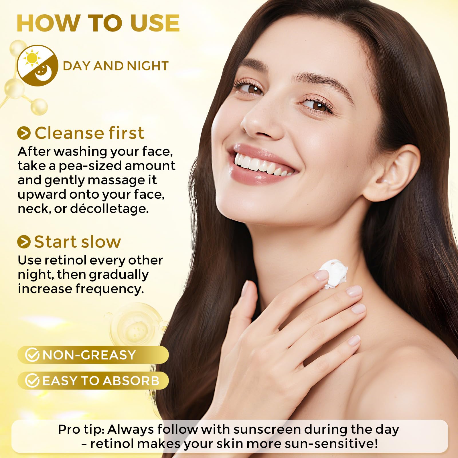FeeMeFee day and night use on neck and chest with lightweight feel.