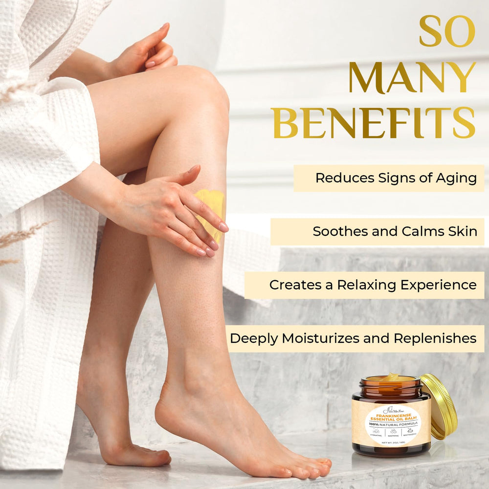 FeeMeFee Frankincense Balm label view shows natural ingredients and premium formulation.