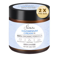 FeeMeFee Magnesium Lotion bottle shows a sleep routine with quick absorption.