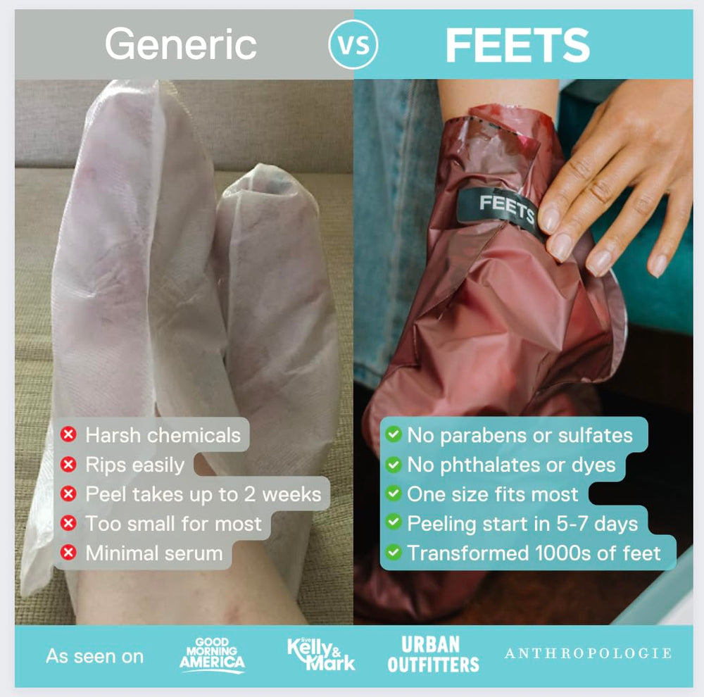 FEETS booties inside demonstrate an easy at-home treatment for soft feet.