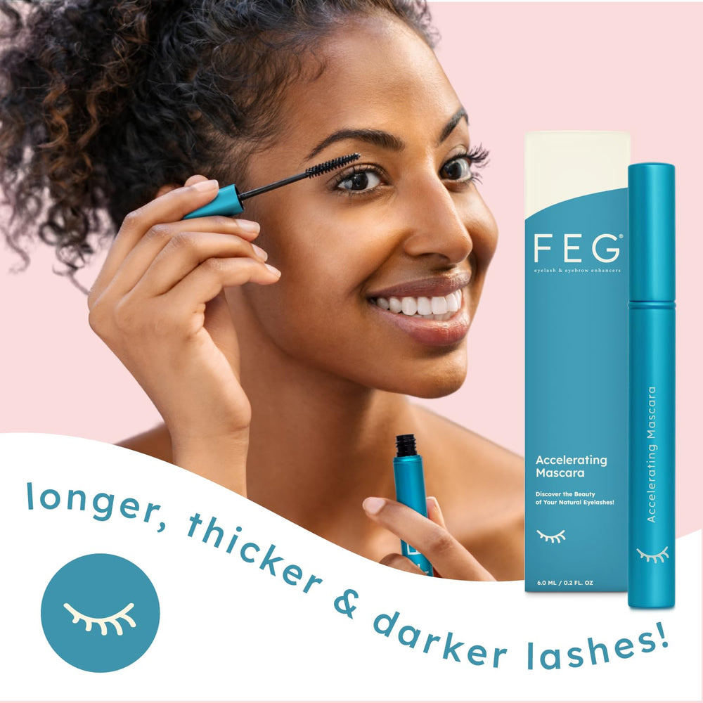 FEG mascara brush glide ensures easy, even coating on every lash.