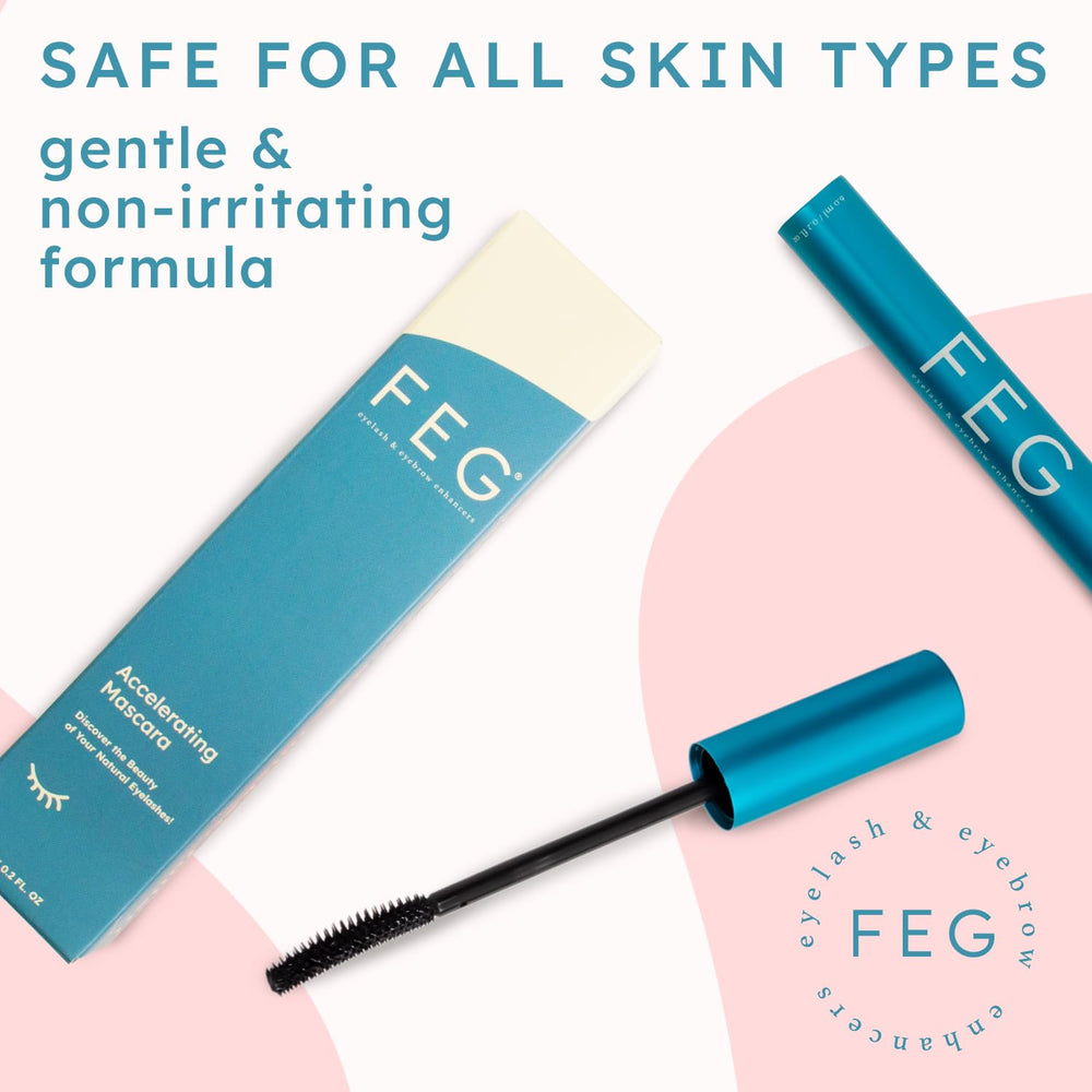 FEG Accelerating Mascara darkens lashes for a defined look.