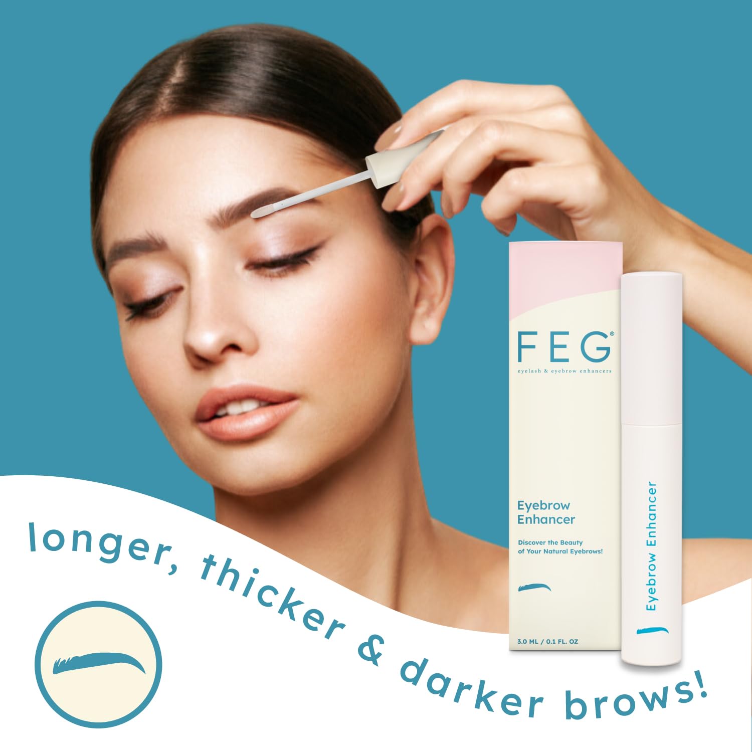 FEG applicator tip ready for precise root application at brow line