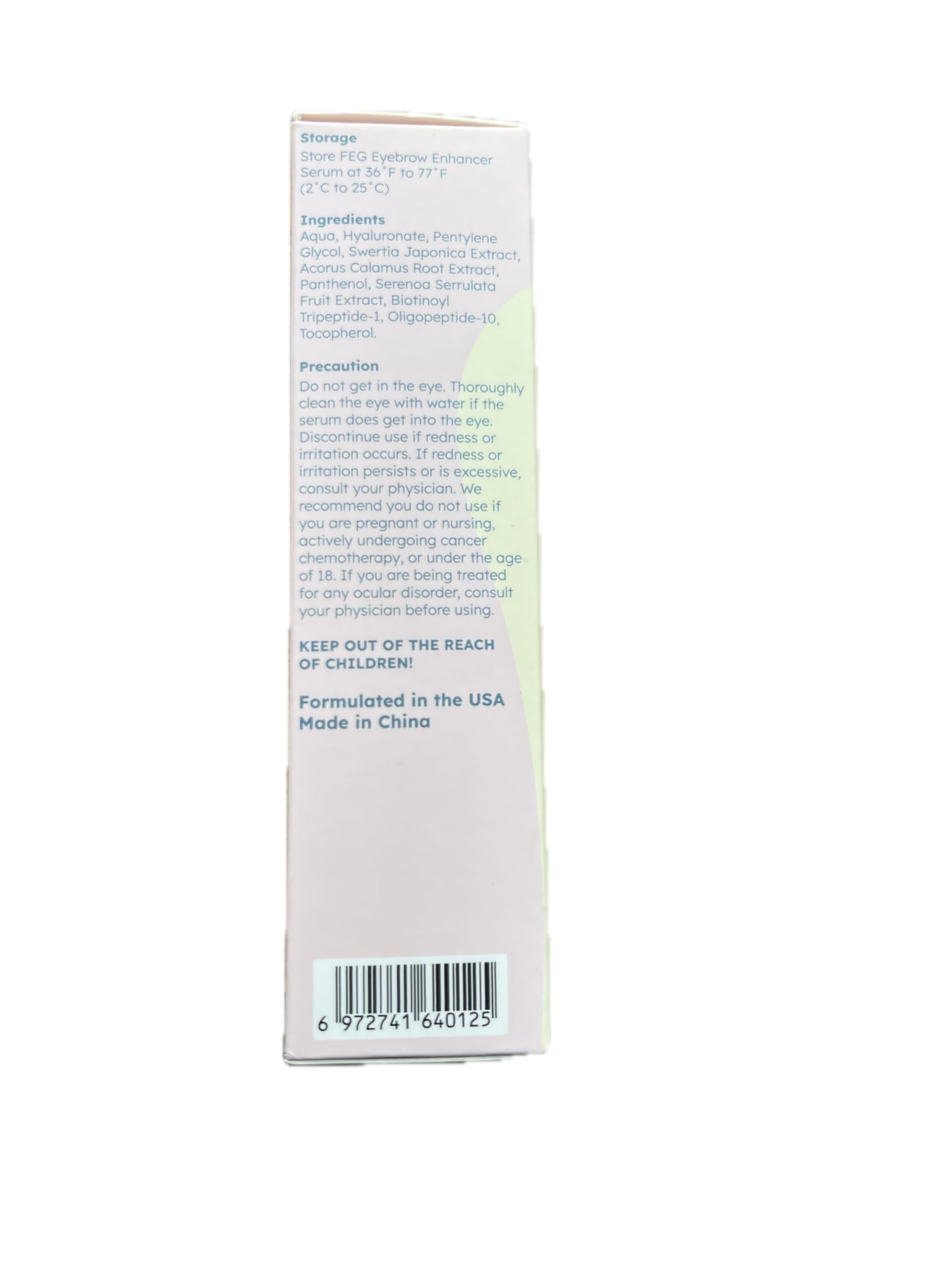 FEG packaging box showcasing three-pack value for brow care