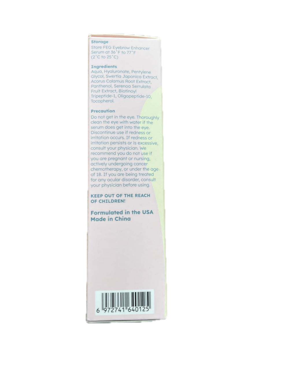 FEG packaging box showcasing three-pack value for brow care