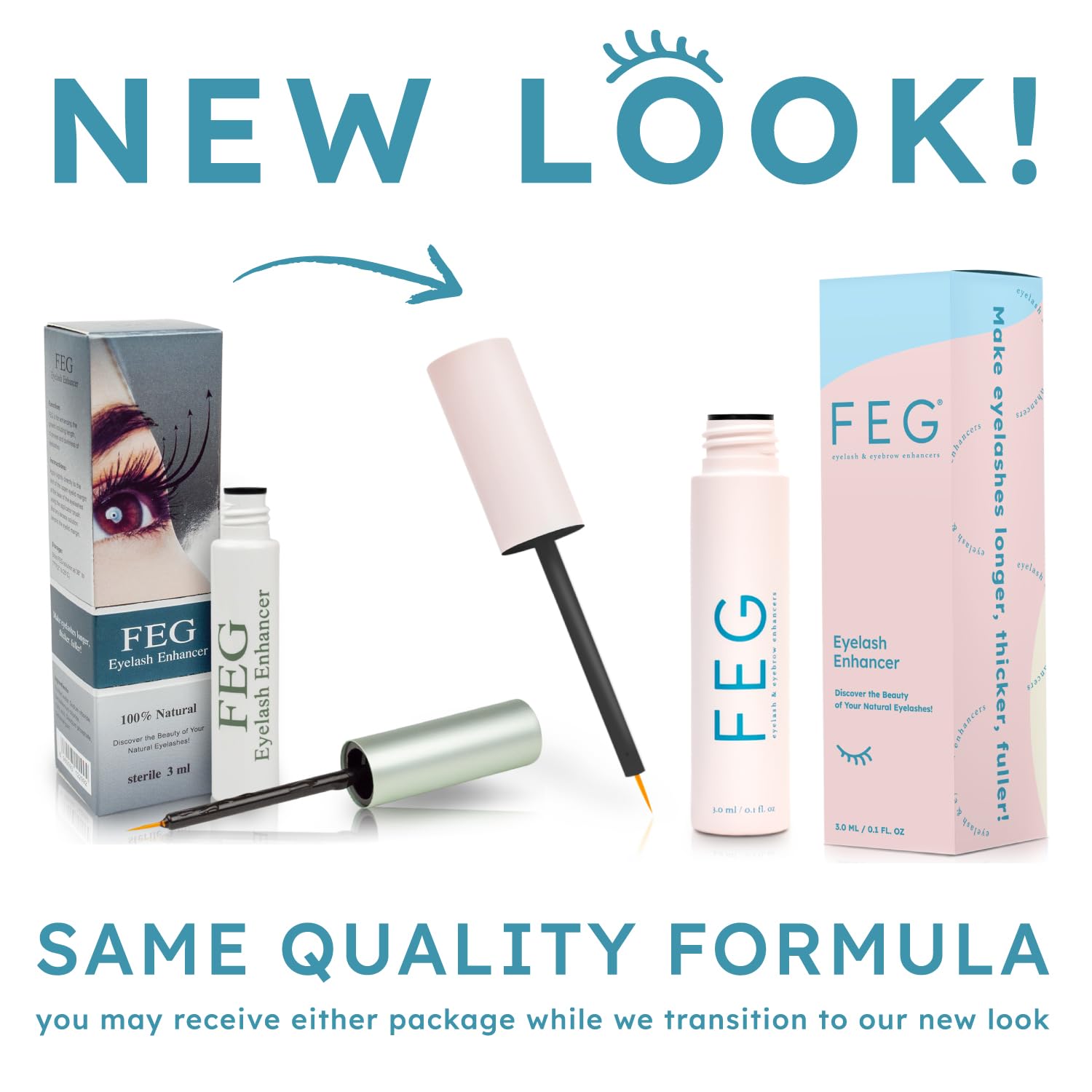 FEG Eyelash Enhancer serum tubes highlighting the precise applicator for clean, targeted application.