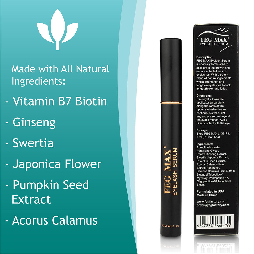 FEG Max Eyelash Serum brush-on tip for controlled, targeted lash application.