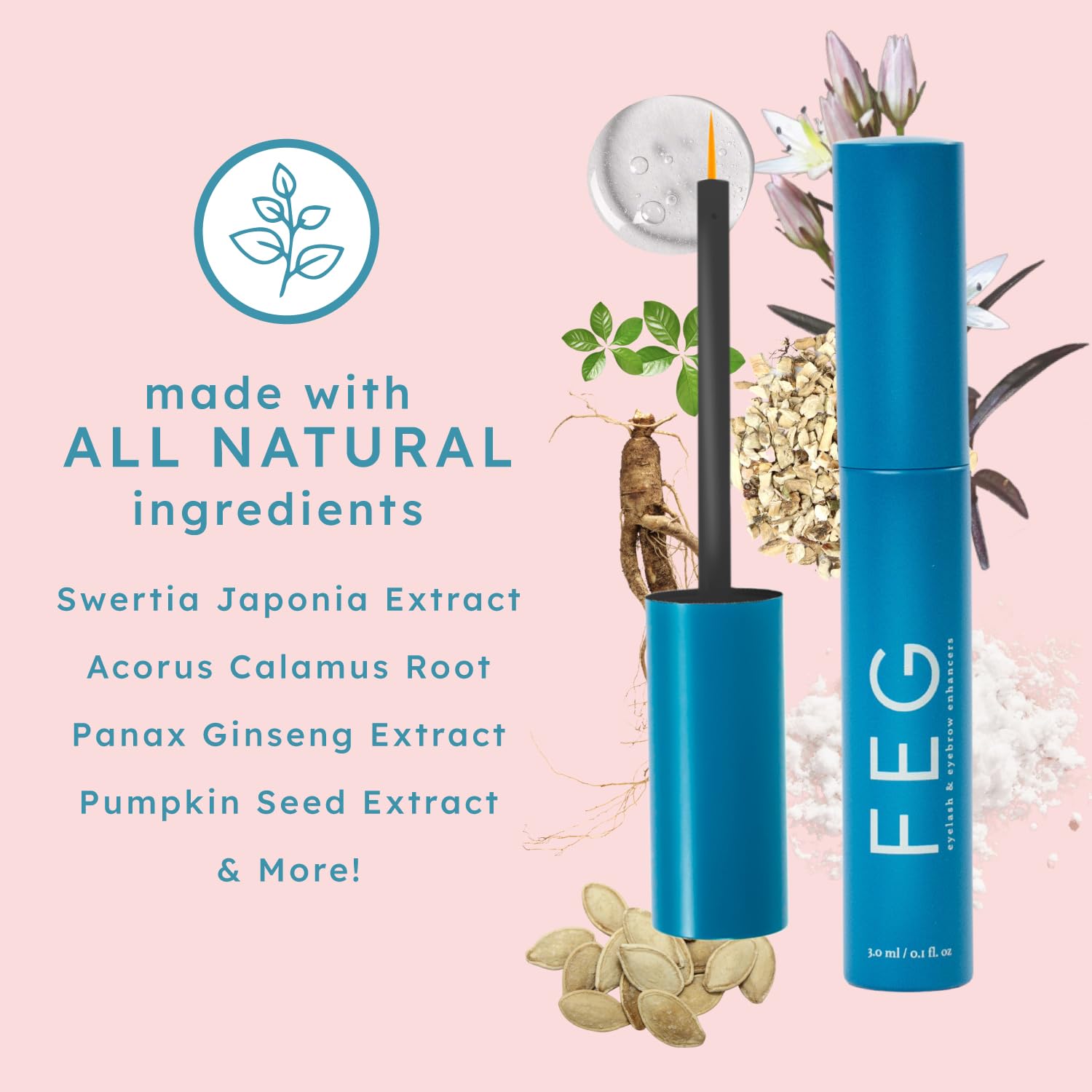 Lashes before and after using FEG Pro Advanced serum