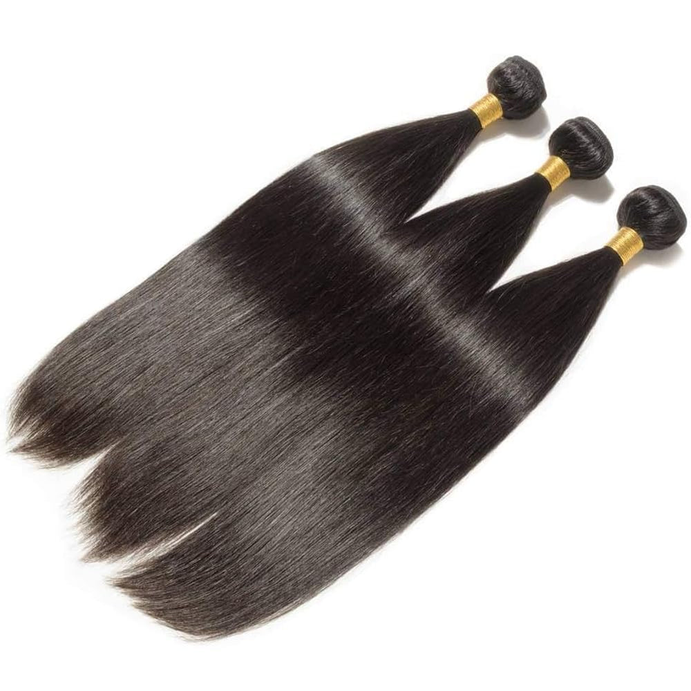 Feibin straight hair bundles 16-inch full-bodied look for versatile updos.