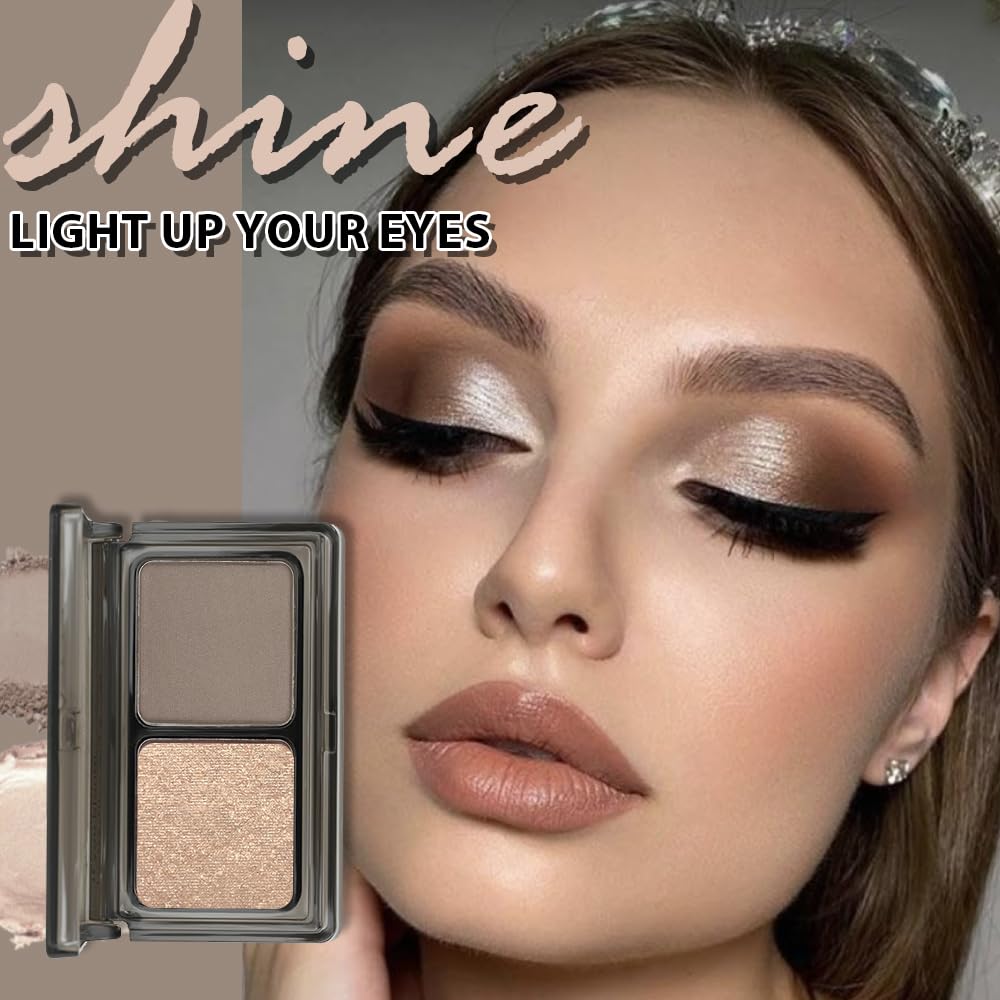FeiCuiYun 2Color Eyeshadow Golden-Champagne Shimmer adds subtle glam and glow.