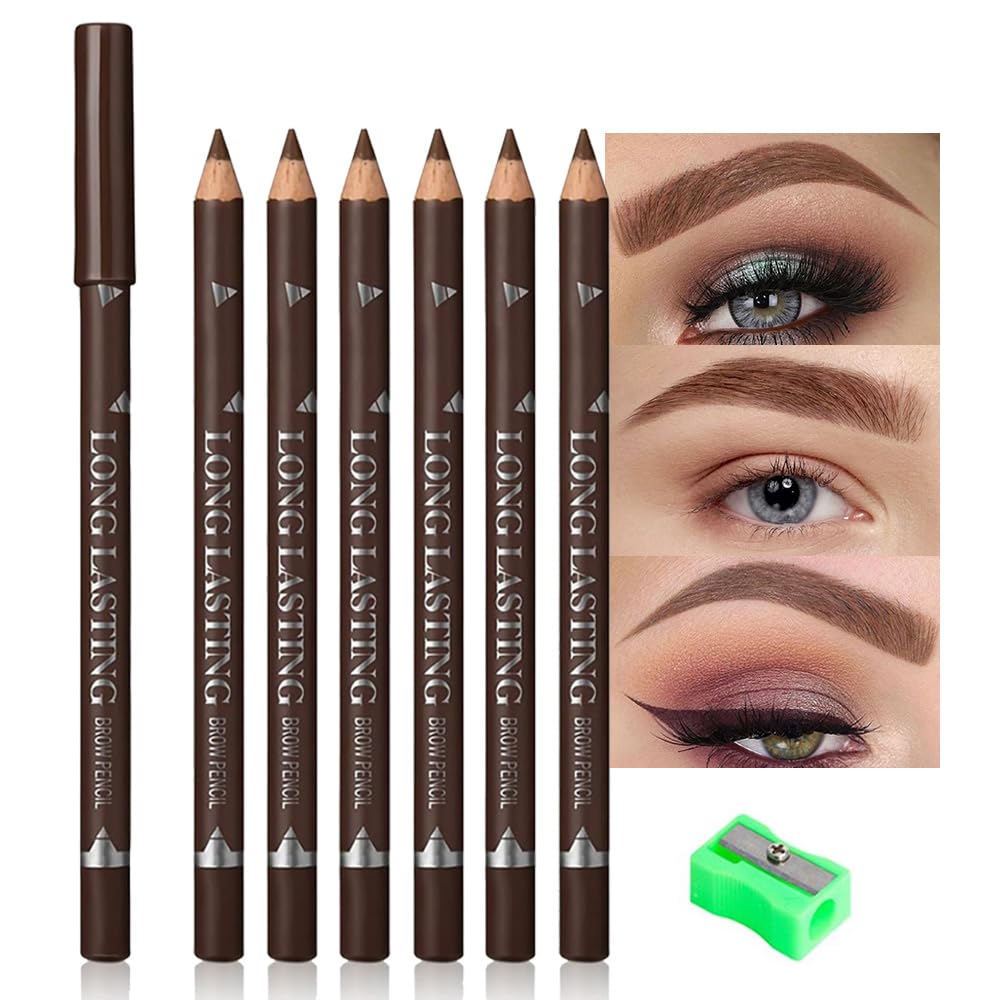 FeiCuiYun 6pcs eyebrow pencils set for natural, long lasting brows.