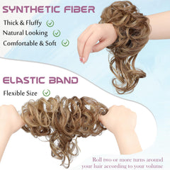 FeidyLong curly bun clip blends with hair for fuller, secure ponytails.