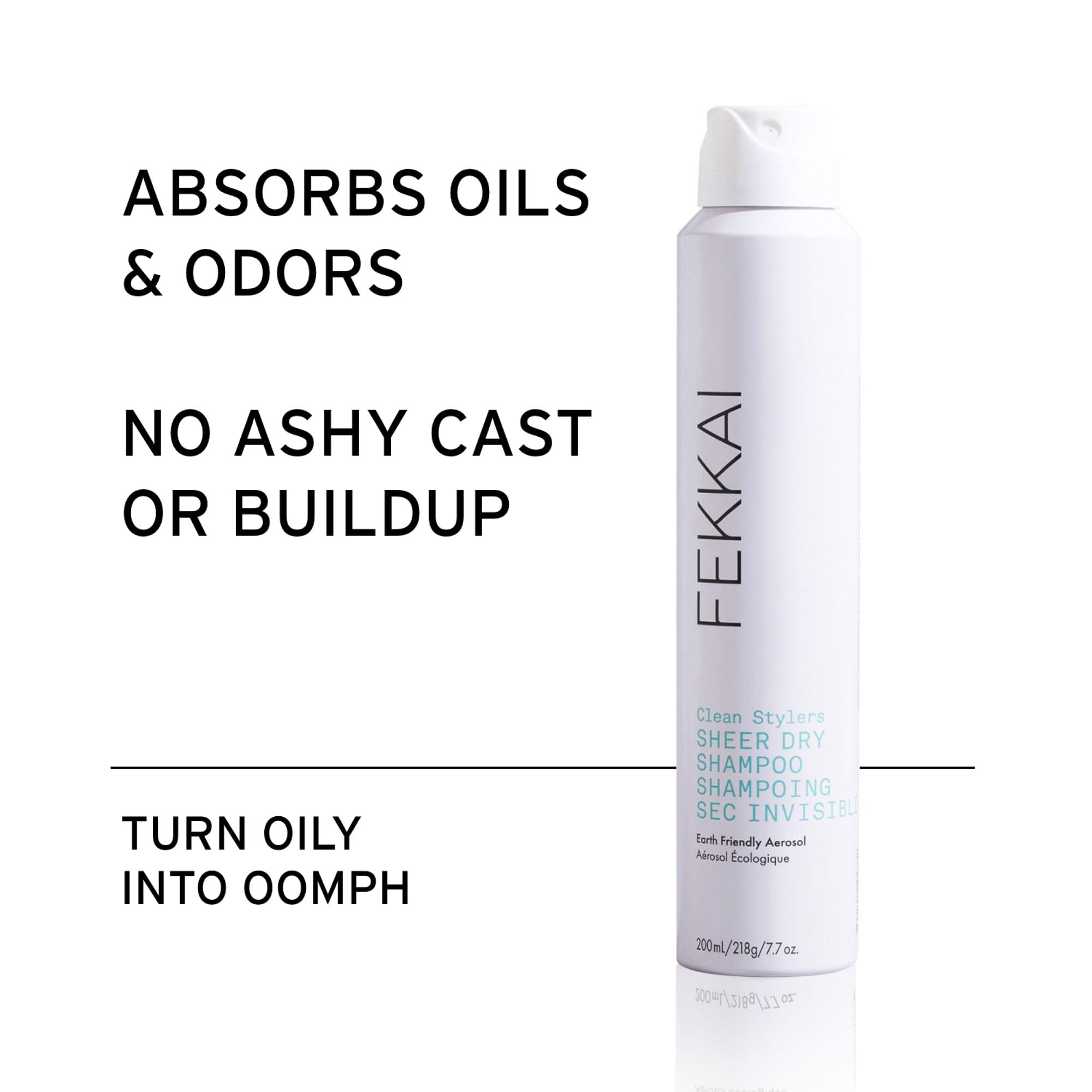 Fekkai bottle at roots demonstrating quick oil absorption between washes