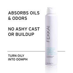 Fekkai bottle at roots demonstrating quick oil absorption between washes