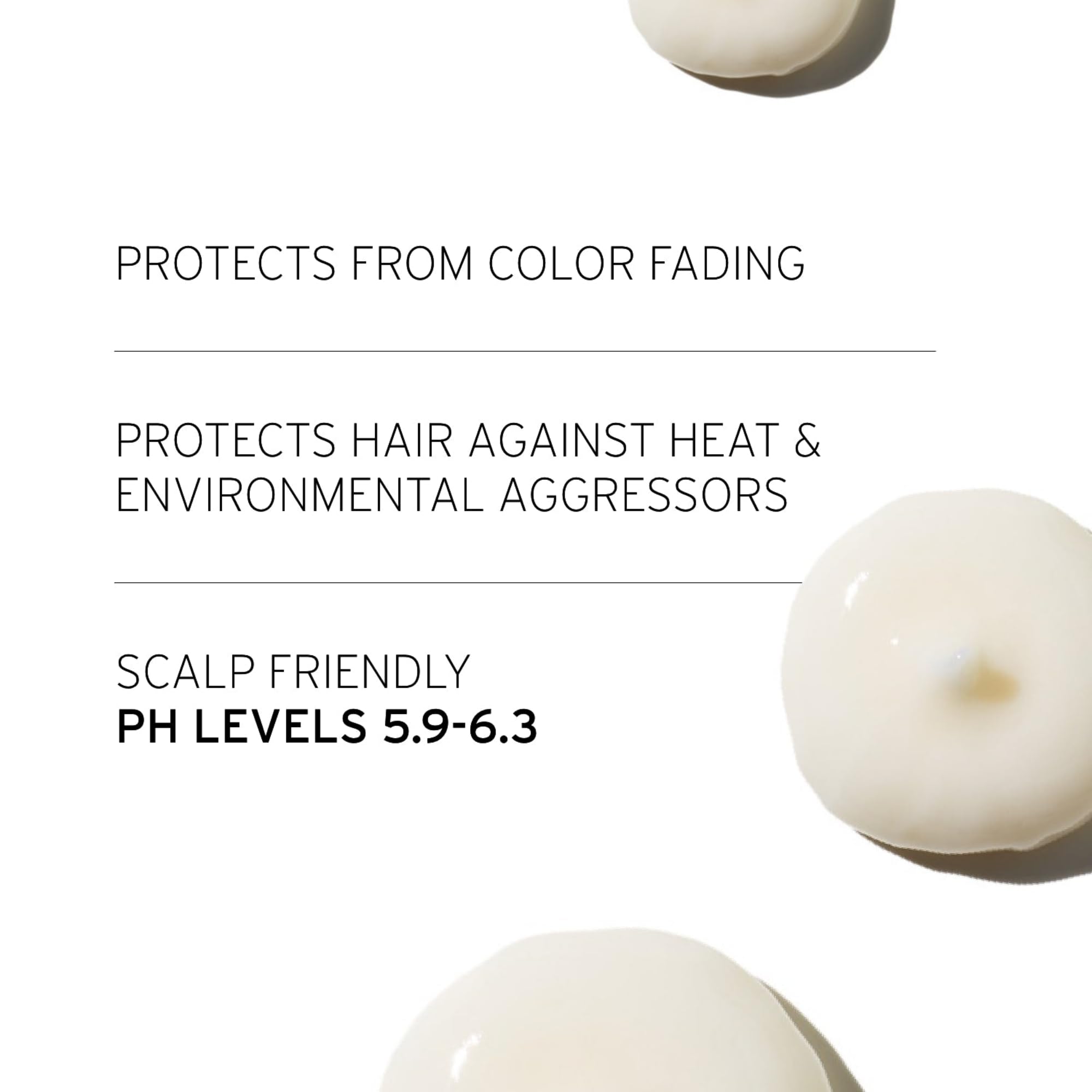 Texture close-up suggests smooth, nourishing conditioning for color-treated hair.