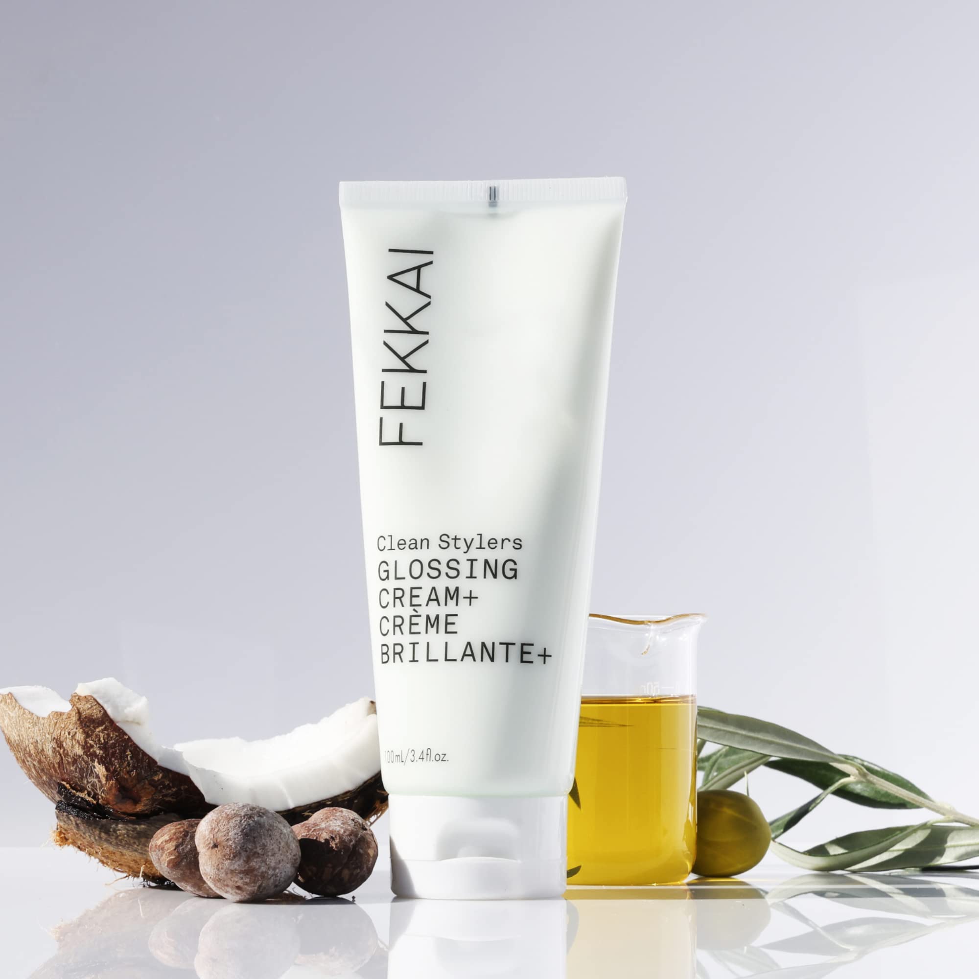 Fekkai Glossing Cream vegan and cruelty-free icons emphasizing clean beauty