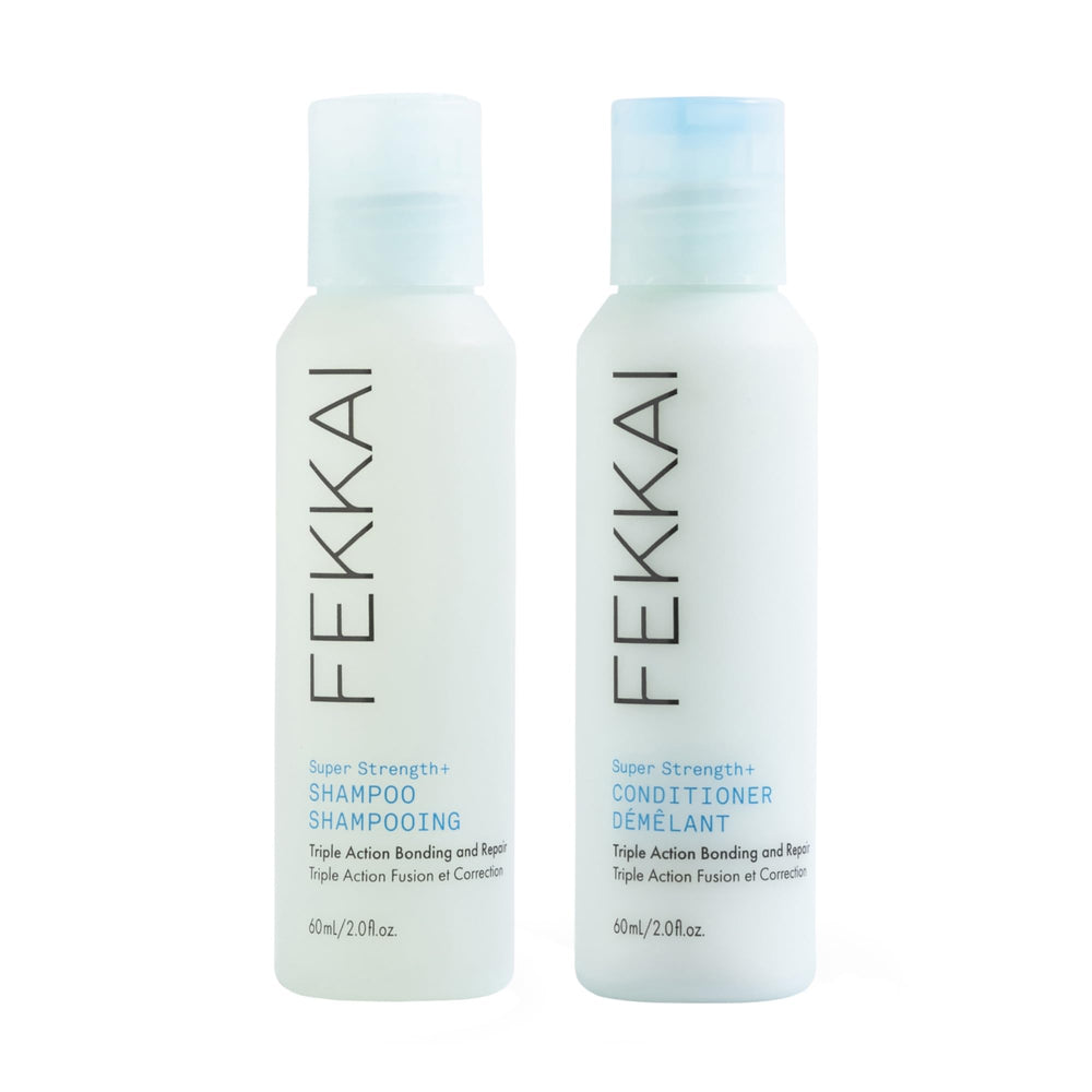 FEKKAI Super Strength shampoo bottle highlights bond-boosting formula for stronger hair