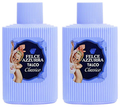 Felce Azzurra Classic Talc bottle with silky, everyday finish.
