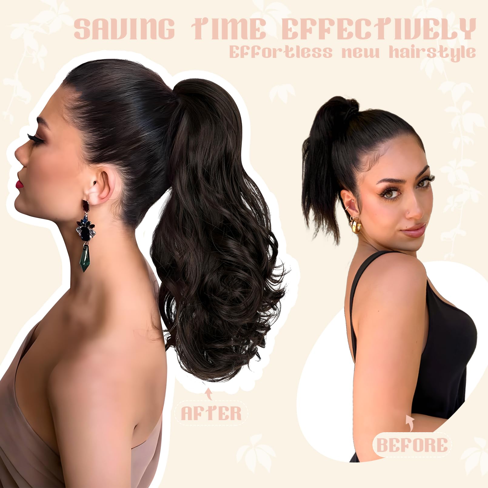 FELENDY clip-in pony tail extension ash blonde for quick transformation.