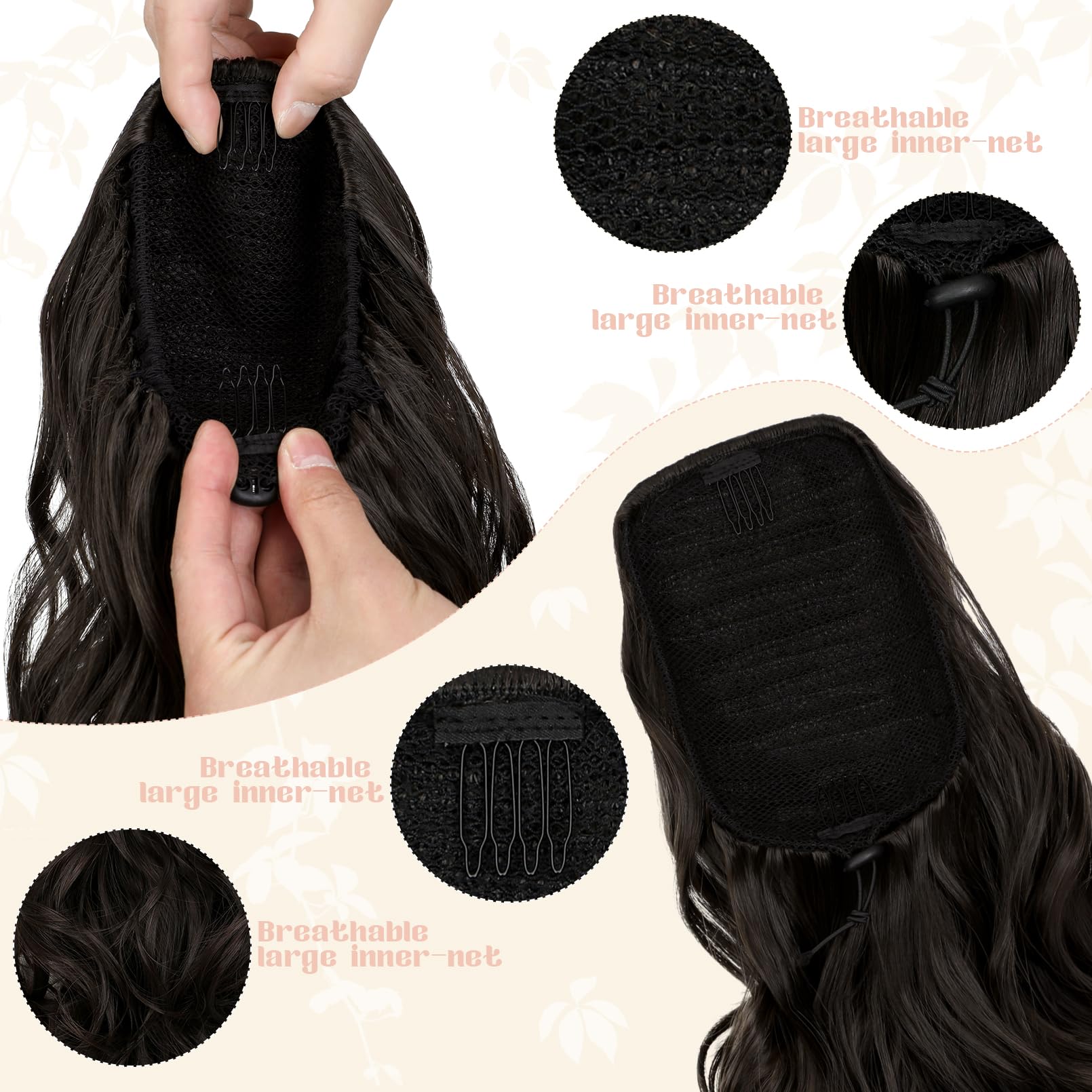 FELENDY ponytail extension in dark brown color blends smoothly with your hair.