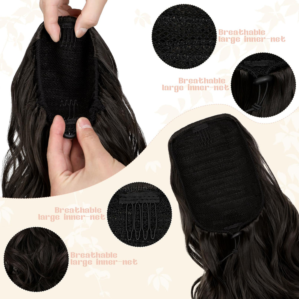 FELENDY ponytail extension in dark brown color blends smoothly with your hair.