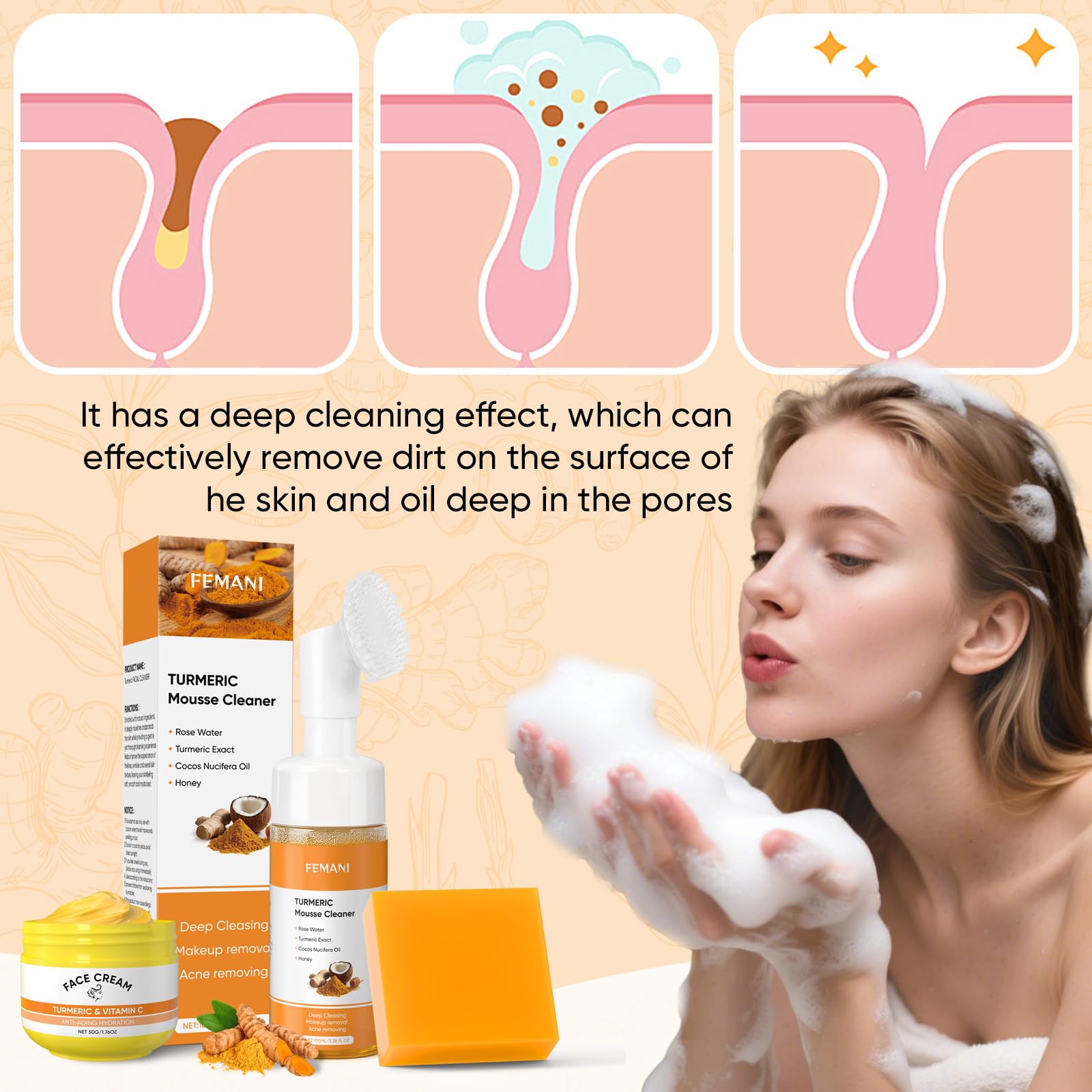 Femani bubble nets boost rich foam during cleansing routine.