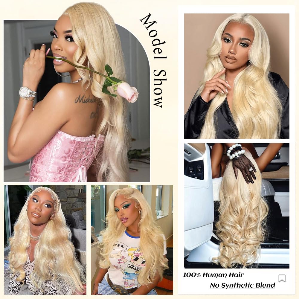 Femca 613 bleached blonde wig with 13x6 HD lace front for bold color.