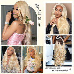 Femca 613 bleached blonde wig with 13x6 HD lace front for bold color.