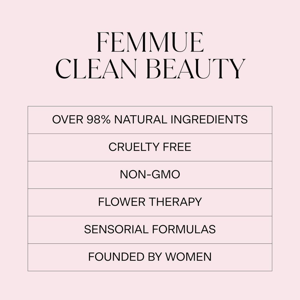 FEMMUE Camellia Elixir bedside scene suggesting relaxing evening routine.