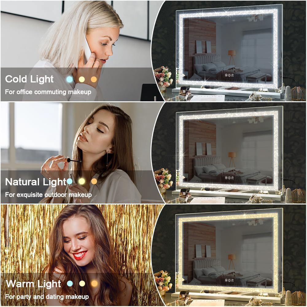 FENCHILIN LED makeup mirror large size ideal for full-face grooming.