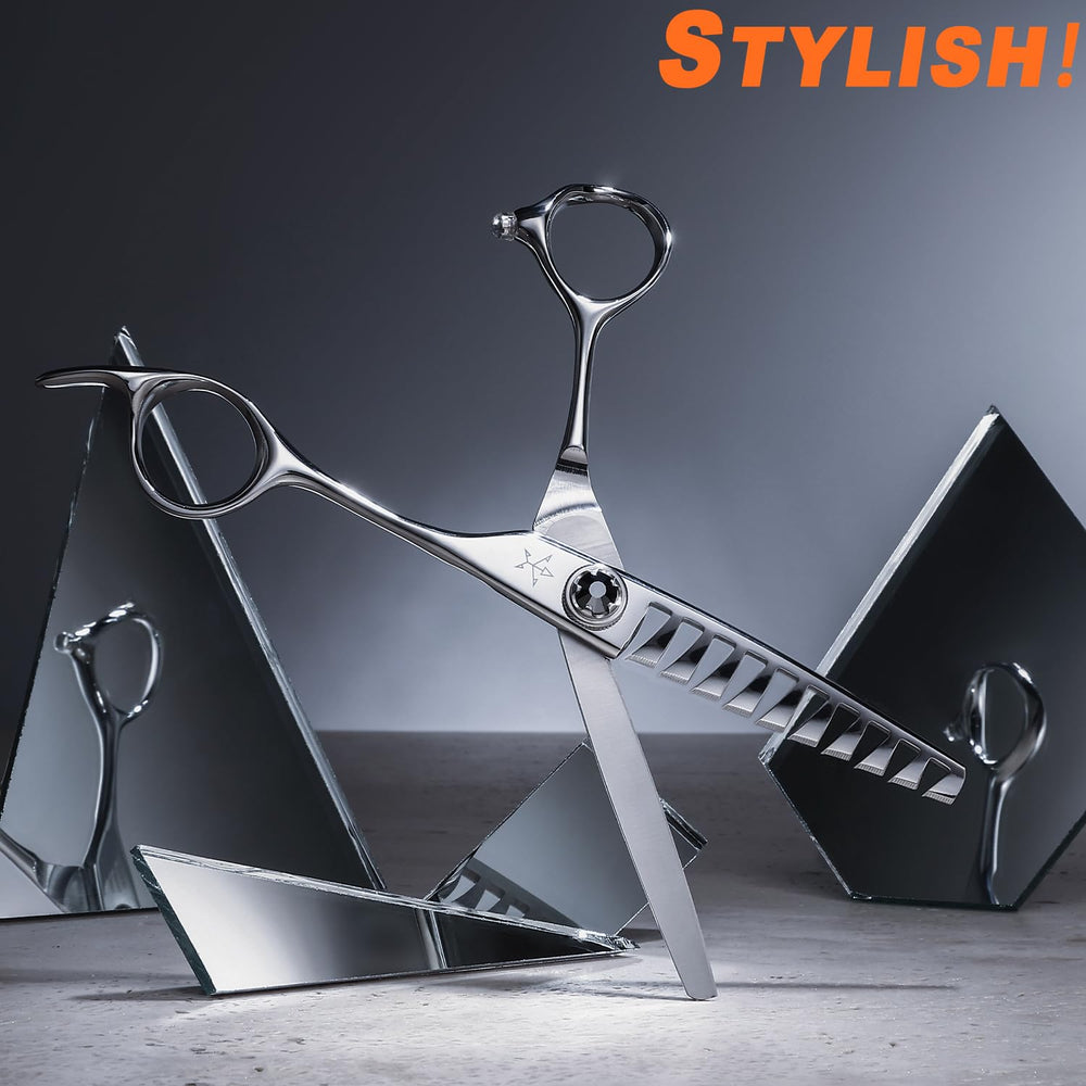 Fengliren thinning scissors with included high-quality comb for professional setup.