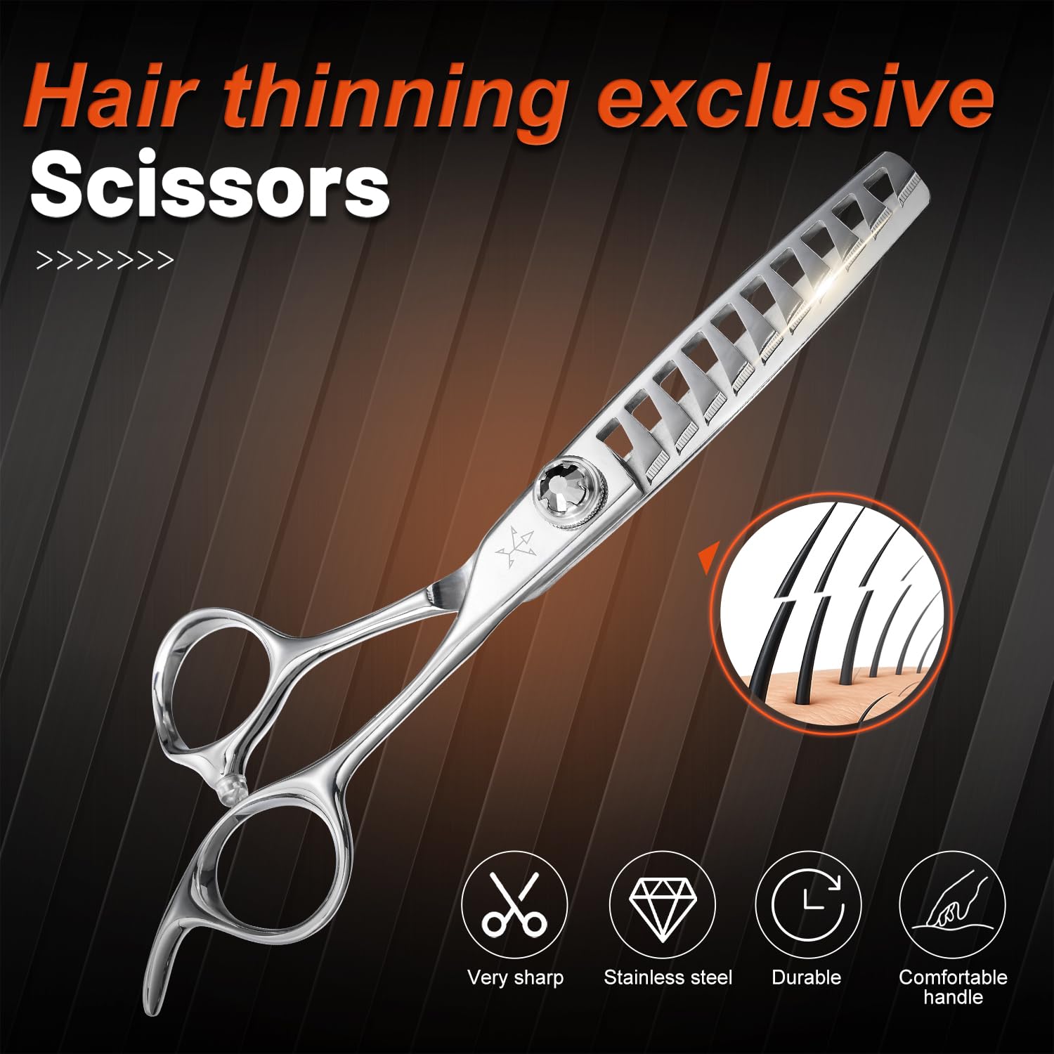 Fengliren thinning scissors internal concave screw design supports smooth operation.