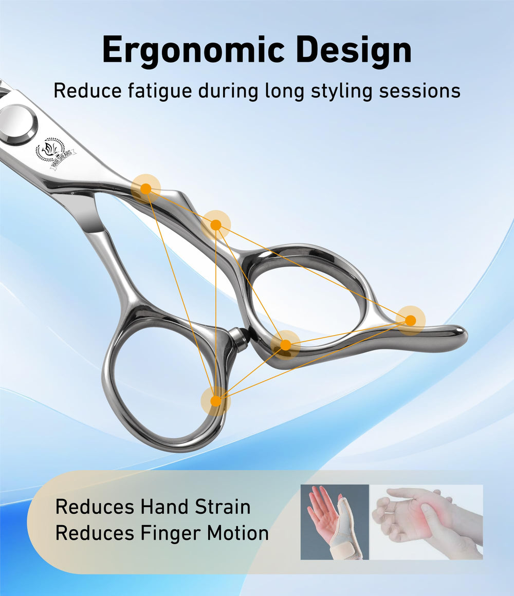 Adjustable tension screw on Fenice Peak scissors for customized feel and control.