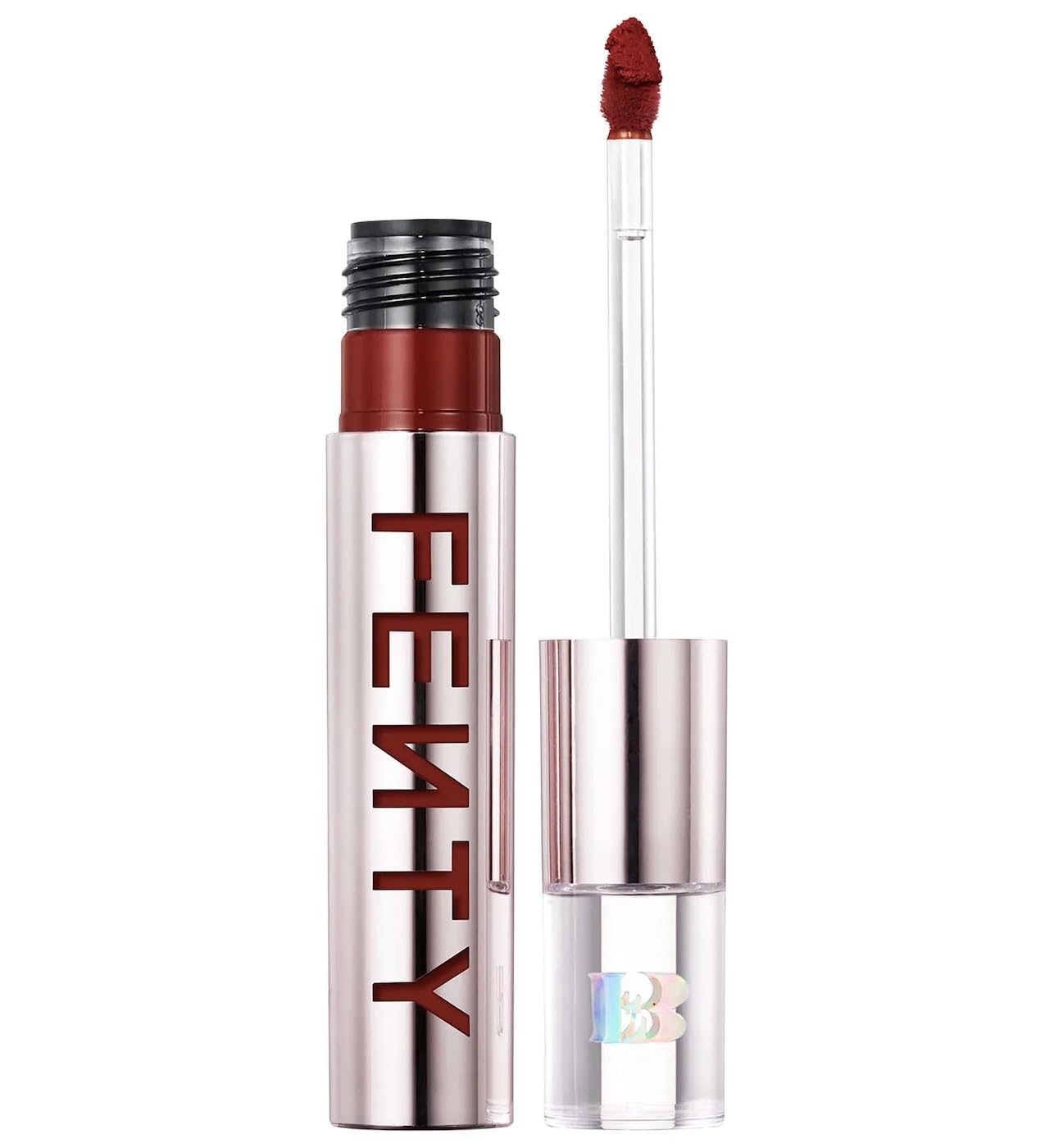 Fenty Icon Velvet Lipstick HBIC with a doefoot applicator for precise color application.