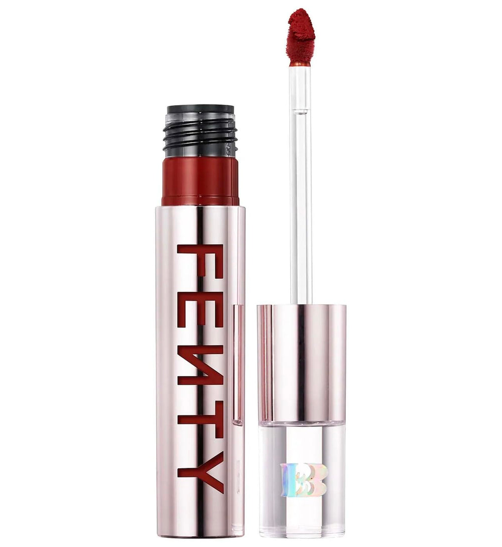 Fenty Icon Velvet Lipstick HBIC with a doefoot applicator for precise color application.