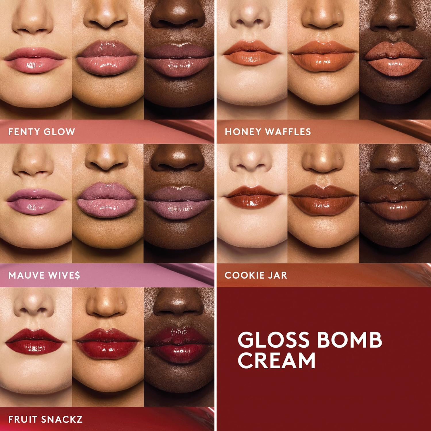 Fenty Beauty Gloss Bomb Color Drip Cookie Jar on lips with smooth, creamy texture
