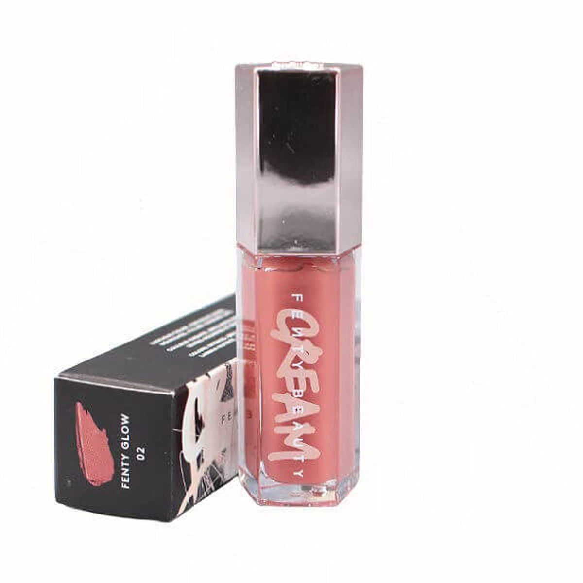 Fenty Beauty Gloss Bomb Color Drip Lip Cream 02 Fenty Glow closeup showing rich pigment and shine.