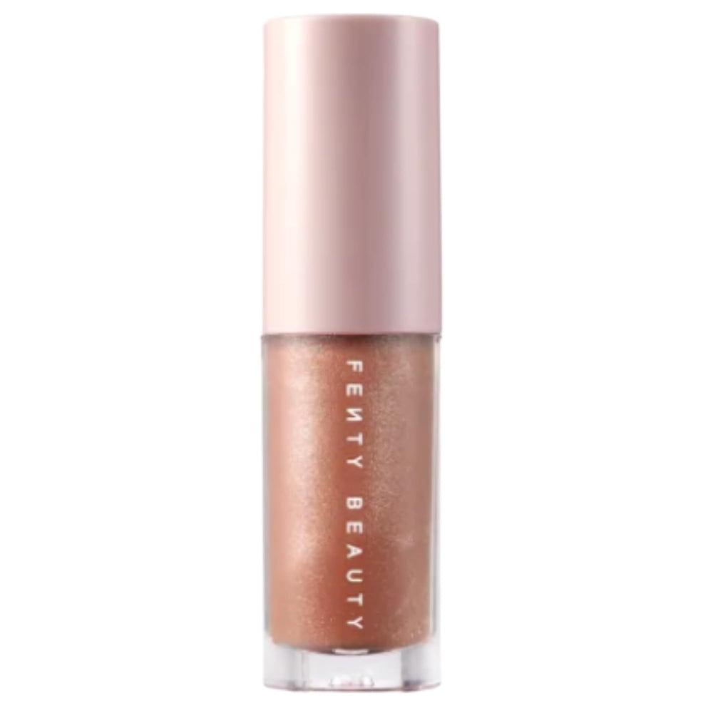Fenty Beauty Gloss Bomb Universal Lip Luminizer in Fenty Glow 01 delivers instant mirror shine