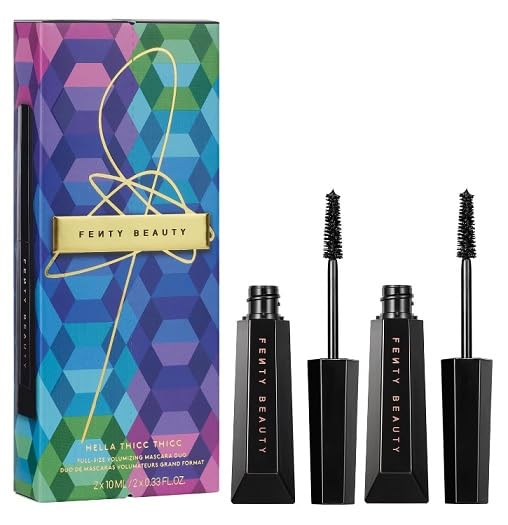 Fenty Beauty Hella Thicc Thicc mascara duo packaging shows two full-size tubes for bold lashes.