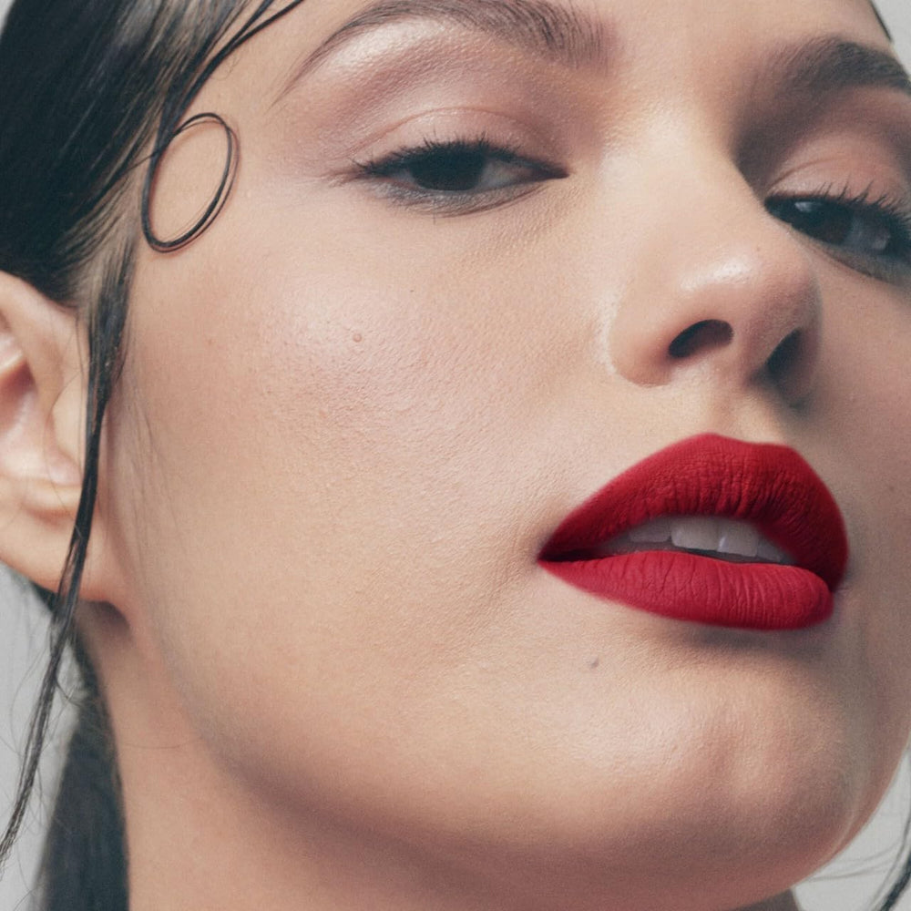 Fenty Beauty Icon Velvet lipstick texture close-up demonstrates whipped formula for comfort.