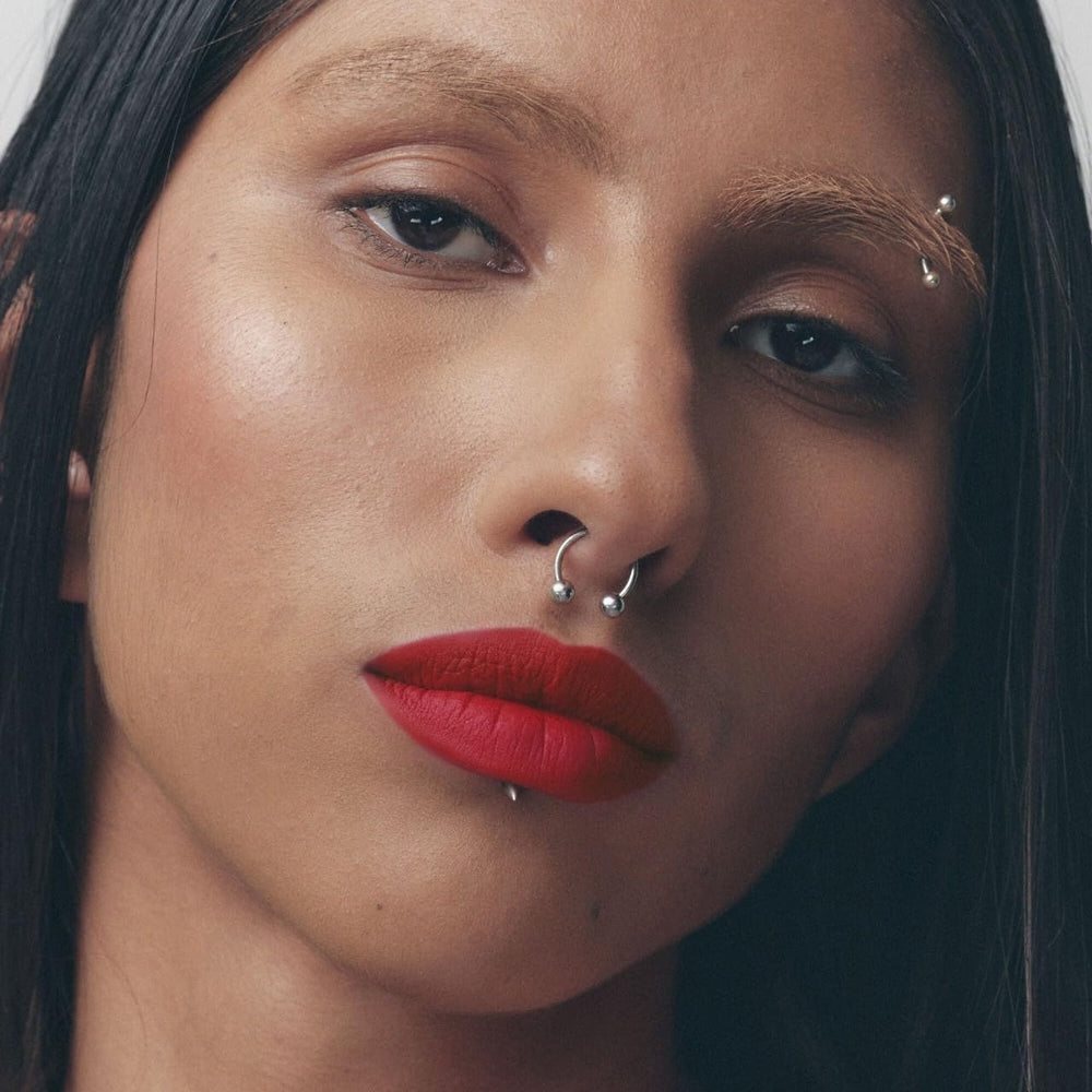Fenty Beauty Icon Velvet texture close-up captures velvety matte finish.
