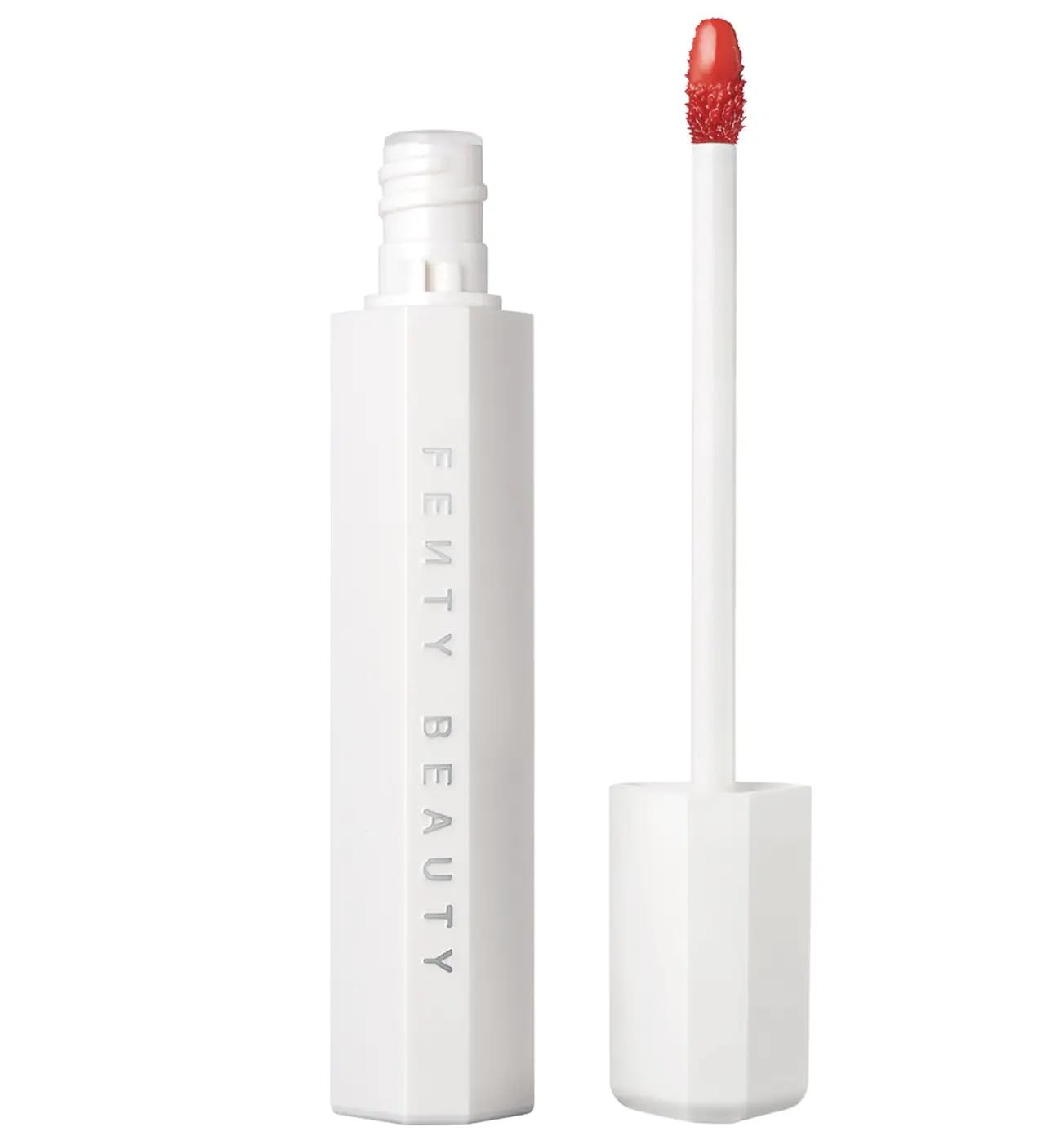 Fenty Beauty Poutsicle Zesty Bestie front view with coral tint and hydrating gloss