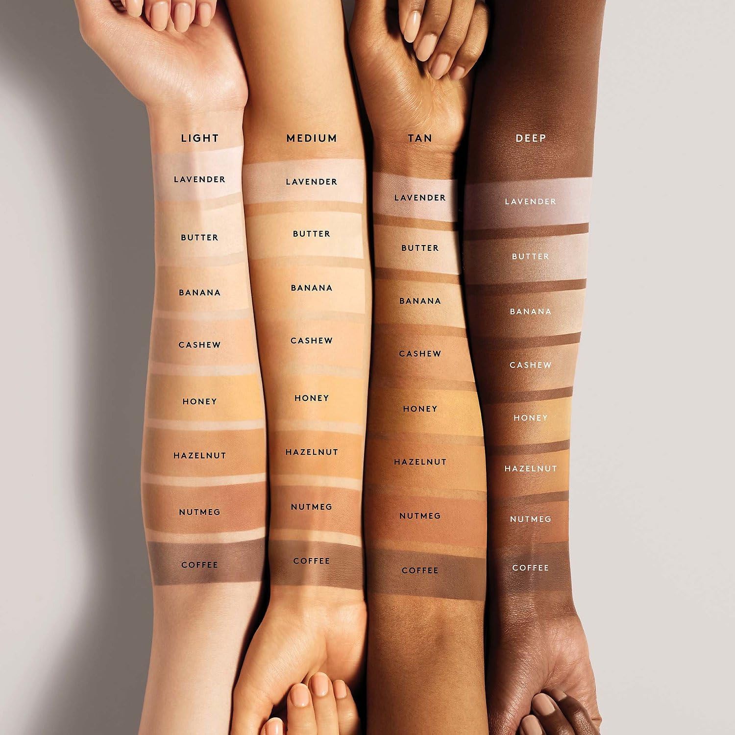 Fenty Beauty Pro Filt'r Lavender applied to skin reduces shine for all-day wear.