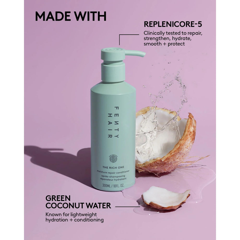 Bathroom counter displays 300 ml Rich One bottle for daily use.