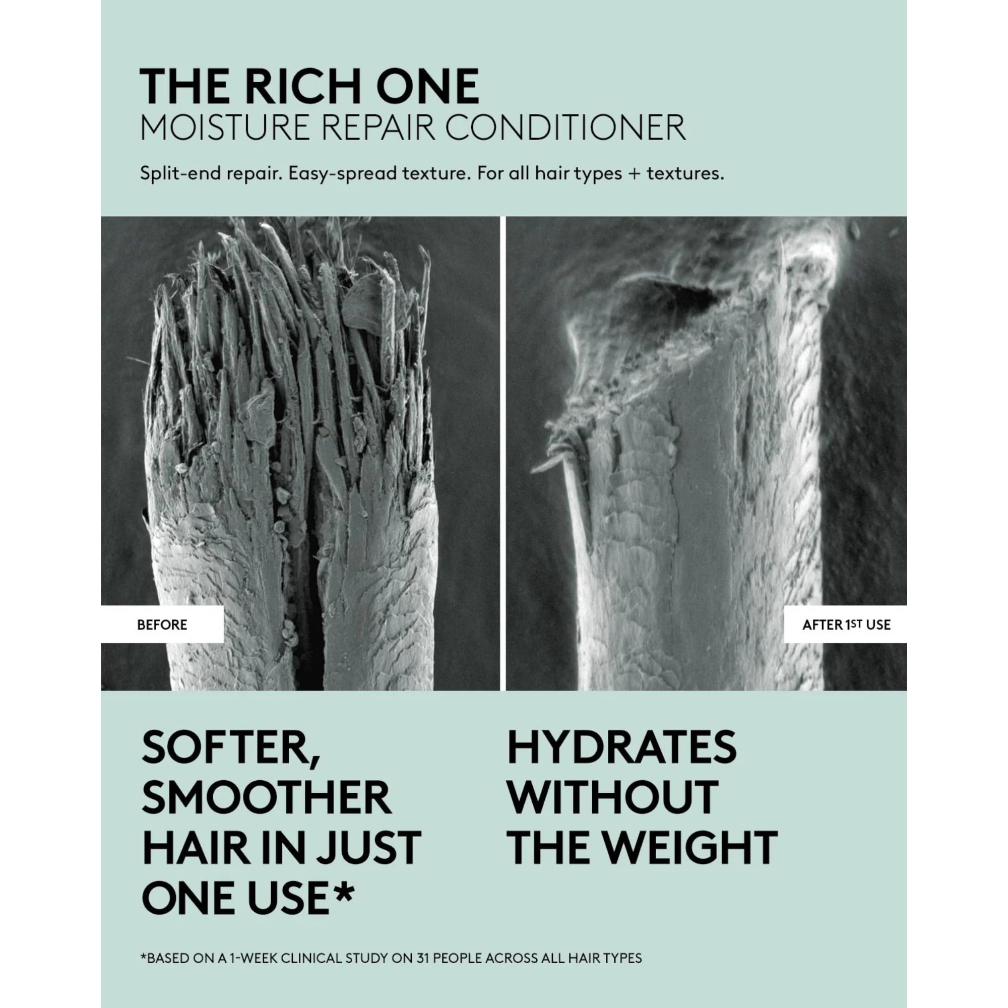 Hair textures straight to coily benefit from Rich One’s hydrating repair.