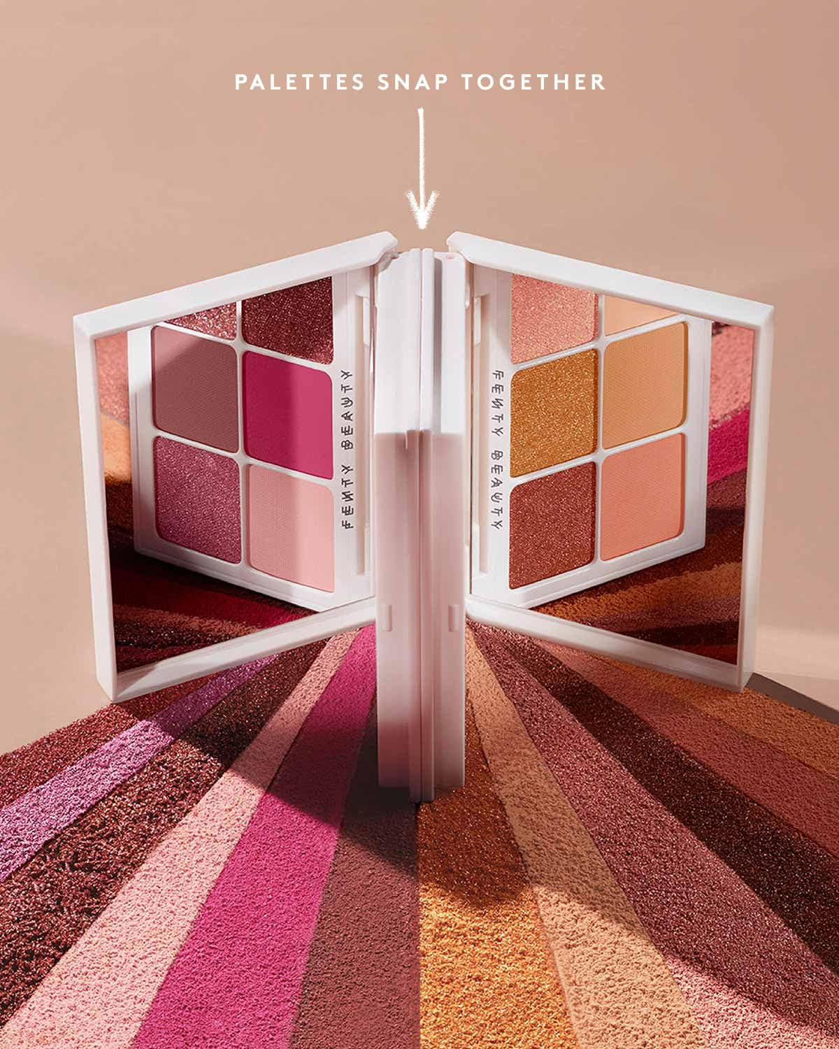 Fenty Beauty Snap Shadows True Neutrals palm-sized travel companion for on-the-go looks.