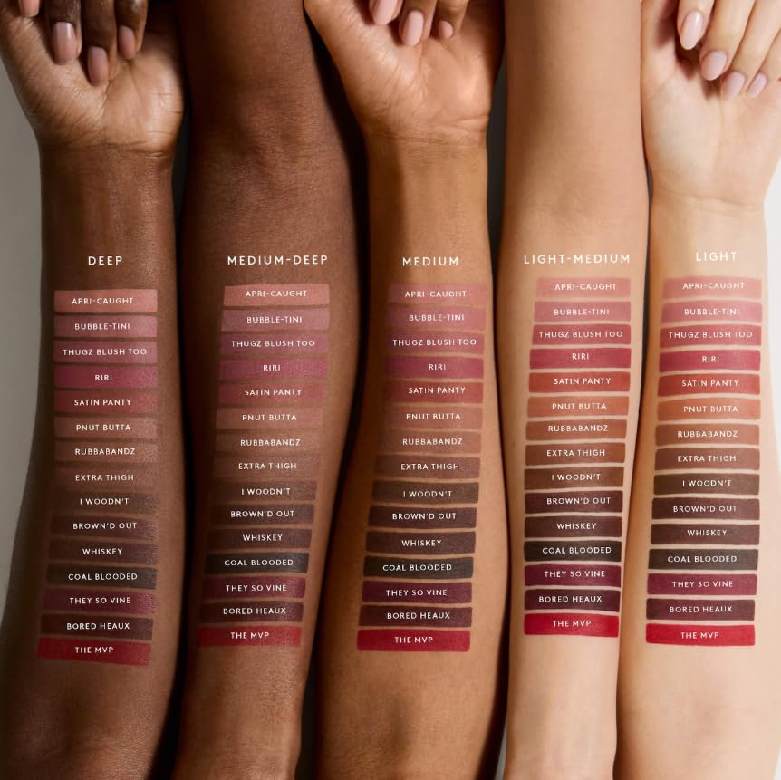 FENTY BEAUTY Trace'd Out Lip Liner applied on lips with velvety-matte finish