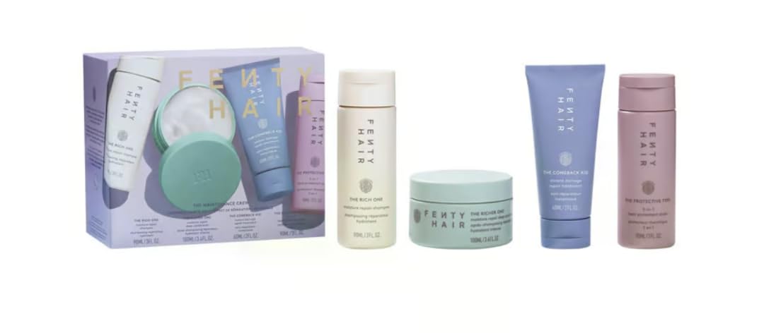 Fenty Hair Start'r Kit packshot showing all-in-one care for every hair type.