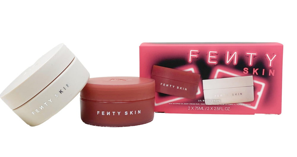 Fenty Skin Lil Butta Dropz Naughty Nutmeg mini packaging showcasing luxe hydration for daily use.