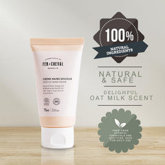 Fer à Cheval Gentle Hand Cream creamy-texture close-up illustrating non-greasy finish.